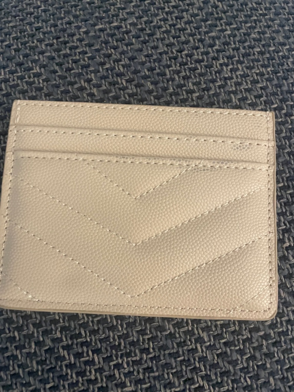 Cream Quilted Card Sleeve with Gold Logo - Picture 2 of 3
